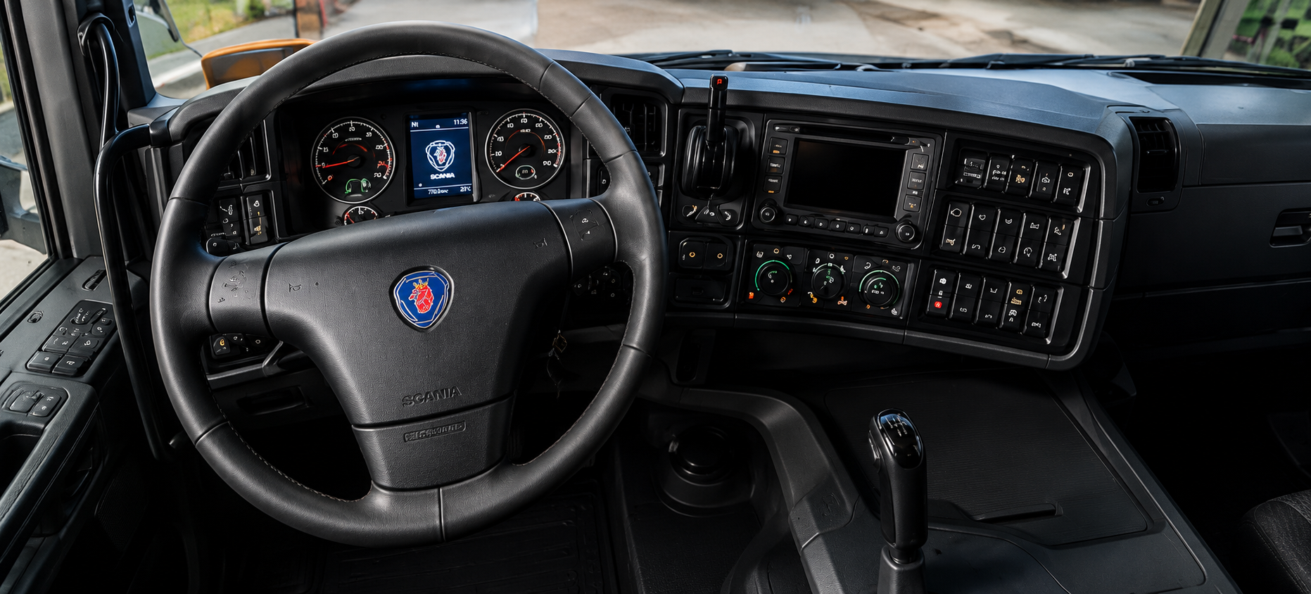 Painel e volante de caminhão Scania